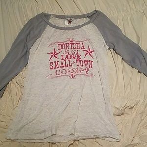 White and grey long sleeve shirt